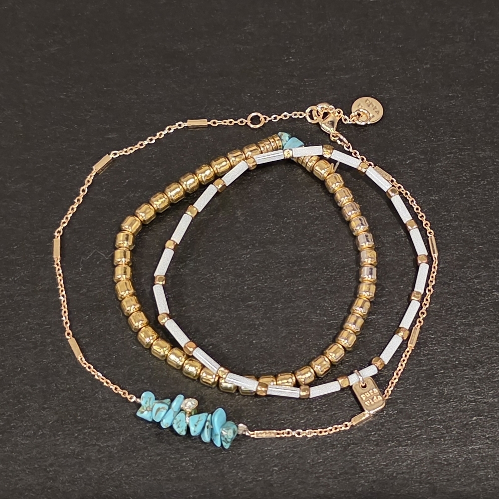 Pura Vida Gold and Turquoise Bracelet Set - Picture 2 of 5